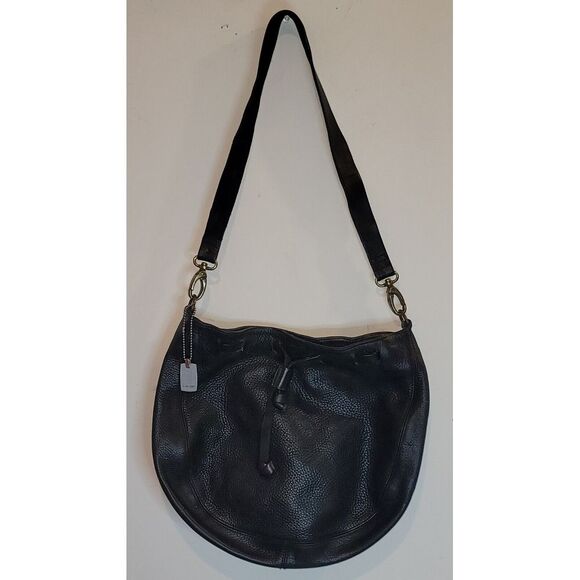 NINE WEST Black Leather‎ Hobo Bag Shoulder Purse Handbag Crossbody - Picture 1 of 7